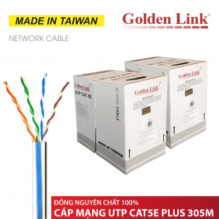 CÁP MẠNG GOLDEN LINK PLUS UTP CAT 5E 305M – 100% ĐỒNG NGUYÊN CHẤT