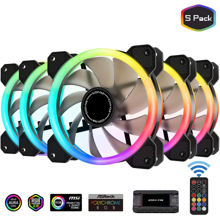 Fan 12 cm, 5 LED RBG + Hub + điều khiển từ xa