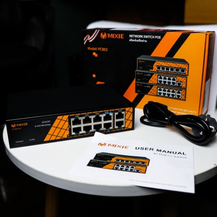 SWITCH POE MIXIE PC-802 BT - 8 port POE và 2 cổng Uplink, tốc độ 100Mbs, khoảng cách 250M