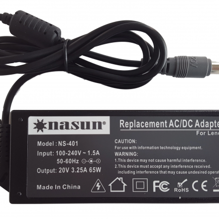 Sạc laptop NASUN For IBM/Lenovo 20V-3.25A (65W) Model NS-401 (chân kim)