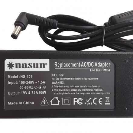 Sạc laptop NASUN (chân thường) For HP/COMPAQ 19V-4.74A (90W) Model NS-407