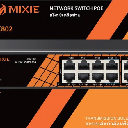 SWITCH POE MIXIE PC-802 BT - 8 port POE và 2 cổng Uplink, tốc độ 100Mbs, khoảng cách 250M