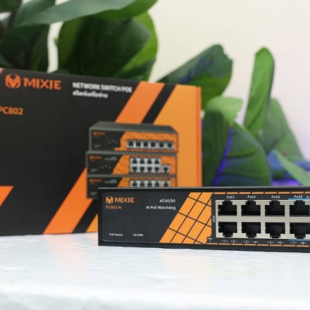 SWITCH POE MIXIE PC-802 BT - 8 port POE và 2 cổng Uplink, tốc độ 100Mbs, khoảng cách 250M