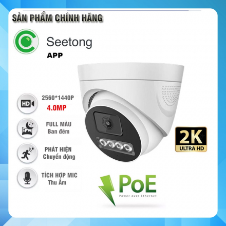 CAMERA DOME SEETONG IP 4Mp H265+  CÓ MÀU BAN ĐÊM, THU ÂM