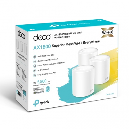 Wi-Fi 6 Mesh DECO X20 (2 PACK) cho Gia đình AX1800